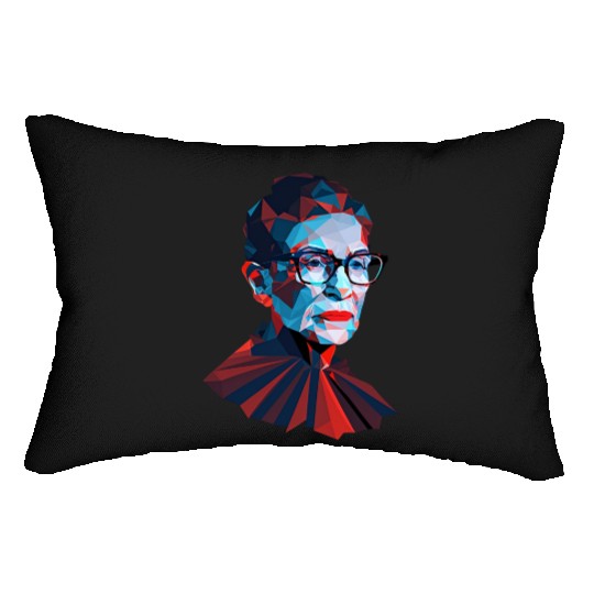 Ruth Bader Ginsburg low polygon design red blue Lumbar Pillows