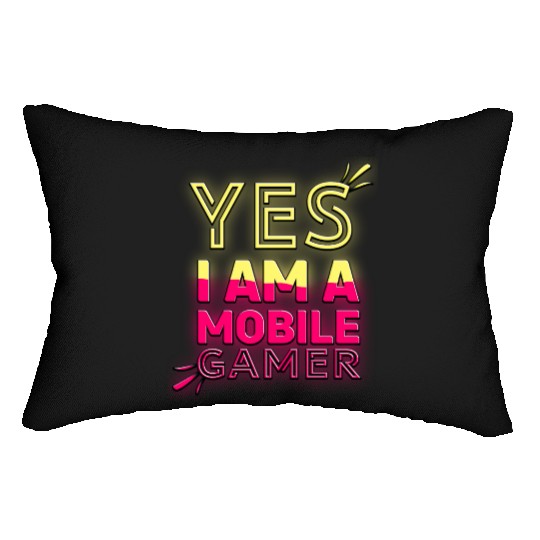 'Yes, I am a Mobile Gamer' - (Red/Yellow) Design Lumbar Pillows