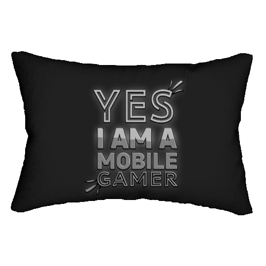 'Yes, I am a Mobile Gamer' - (B/W) Design Lumbar Pillows