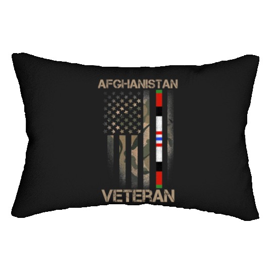 Afghanistan Veteran American US Flag Proud Army Mi Lumbar Pillows