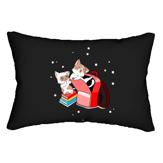 Cute Kittens School Books Bag Back To School Lumbar Pillows