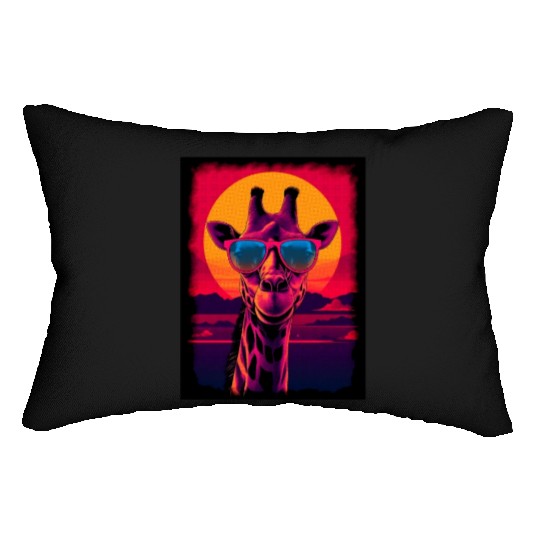 80s Synthwave Giraffe Lumbar Pillows