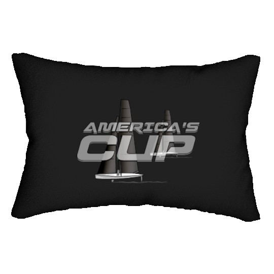 America s cup white Lumbar Pillows