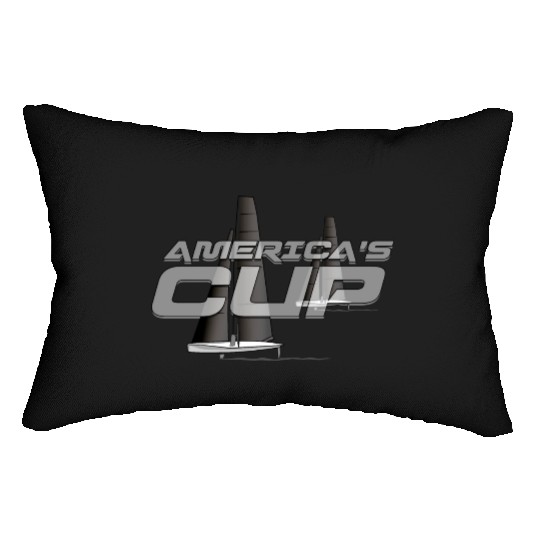 America s cup white Lumbar Pillows