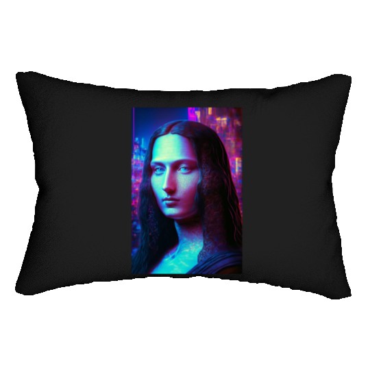 Mona lisa in future Lumbar Pillows