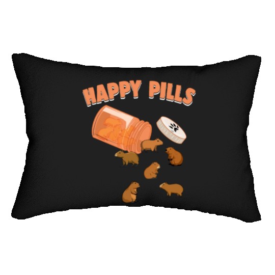 Happy Pills Capybara Funny Capibara Lover Humor Lumbar Pillows