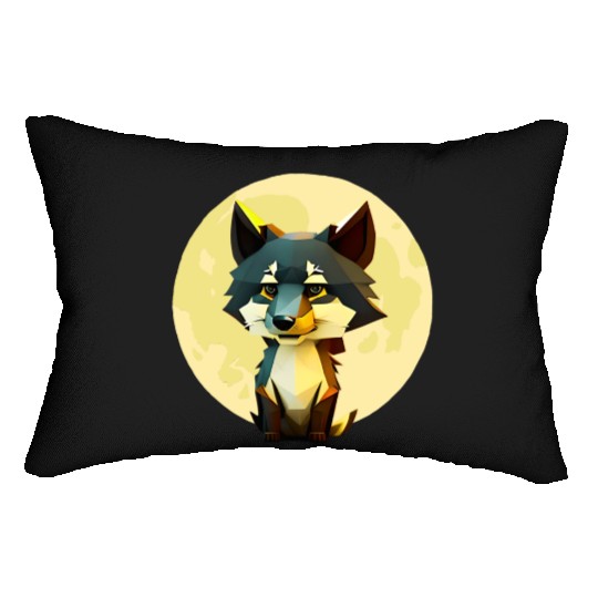 Wolf howling at the moon graphic Lumbar Pillows