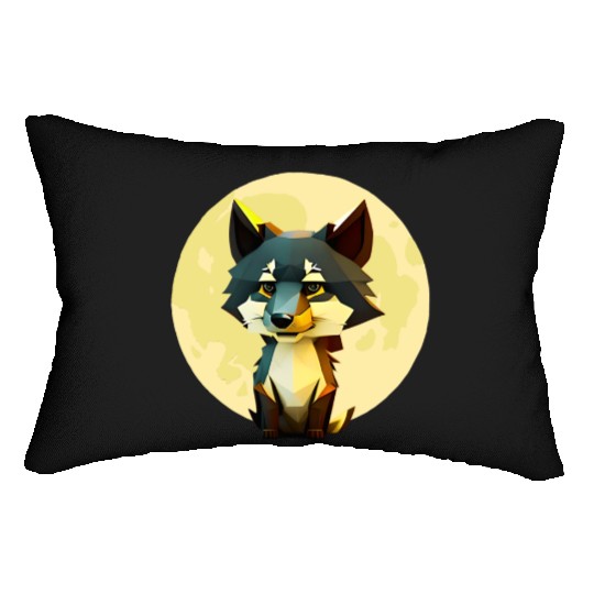 Wolf howling at the moon graphic Lumbar Pillows