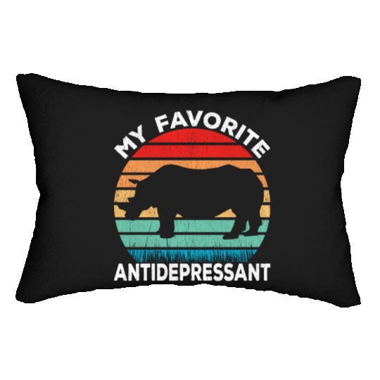 Rhino Antidepressant - Rhinoceros Lover Funny Lumbar Pillows