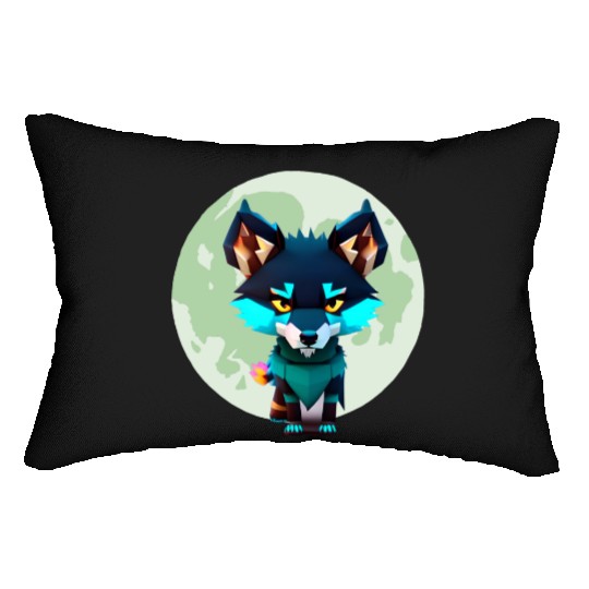 Cute Wolf Moon Graphic Lumbar Pillows