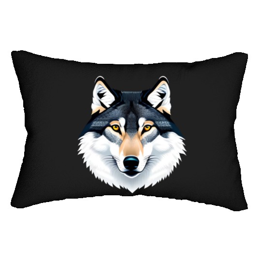 Wolf howling at the moon graphic Lumbar Pillows