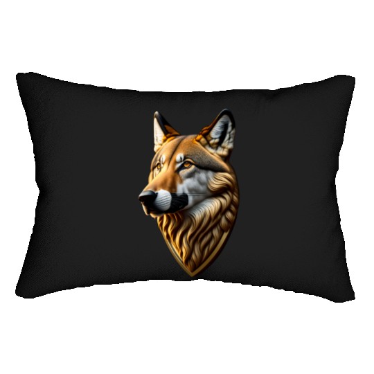 Brown Wolf Graphic Lumbar Pillows