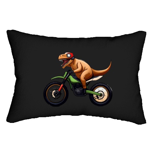 Humorous Dirt Bike for Dinosaurs to Ride Lumbar Pillows