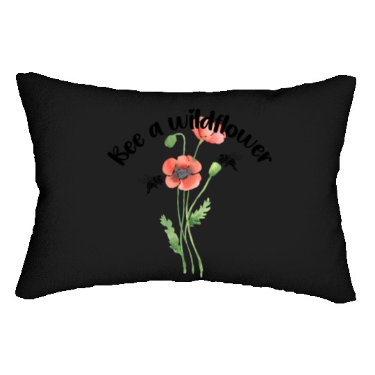 Bee a wildflower, poppies Lumbar Pillows