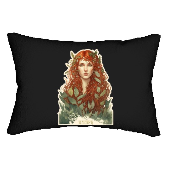 druid red hair spring forest elf nature fairy Lumbar Pillows