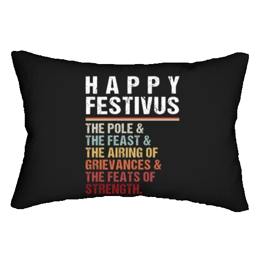 Happy Festivus Christmas Holiday Retro Vintage Lumbar Pillows