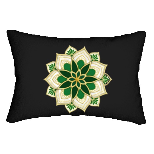 green mandala for islamic holidays Lumbar Pillows