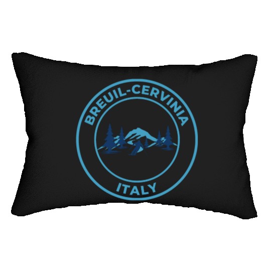 Retro cool Skiing in Breuil Cervinia Italy Blue Lumbar Pillows