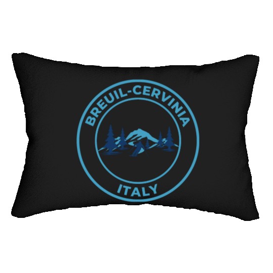 Retro cool Skiing in Breuil Cervinia Italy Blue Lumbar Pillows