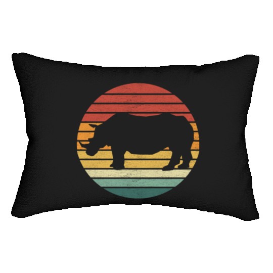 Rhino Lover - Vintage Sunset Rhinoceros Lumbar Pillows