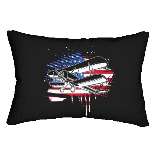 Aerial Application American Flag Crop Duster Lumbar Pillows
