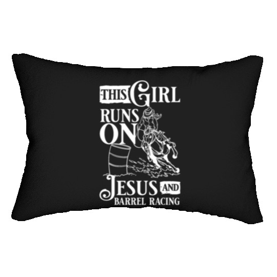 This Girl Runs Jesus Barrel Racing vintage Lumbar Pillows
