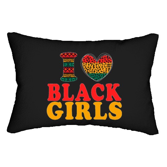 Ilove BLACK Girls I Love Being Black Melanin Afric Lumbar Pillows