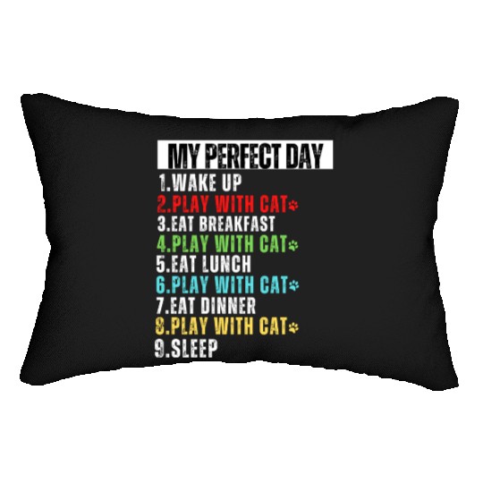 My Perfect Day Cat Mom Cat Dad Lumbar Pillows