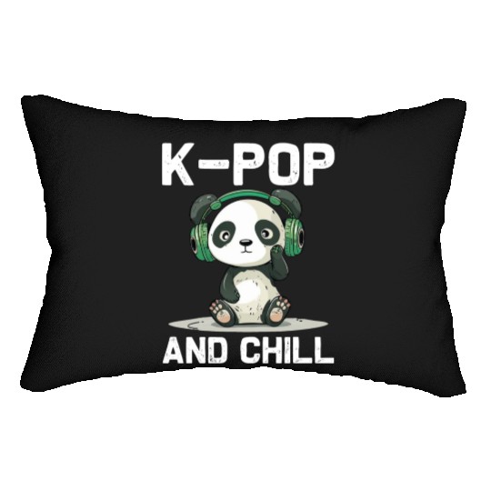 Kpop And Chill Panda Headphones Korean Music Lover Lumbar Pillows