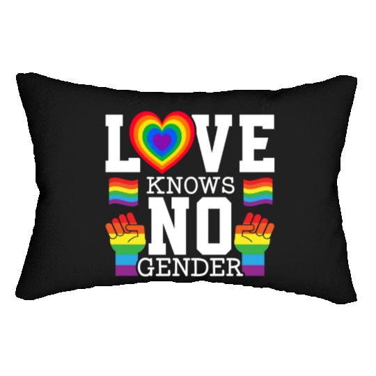 Love Knows No Gender Rainbow Pride Month LGBTQ Gay Lumbar Pillows