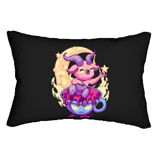 Pastel Goth Kawaii Baphomet Tea Lumbar Pillows