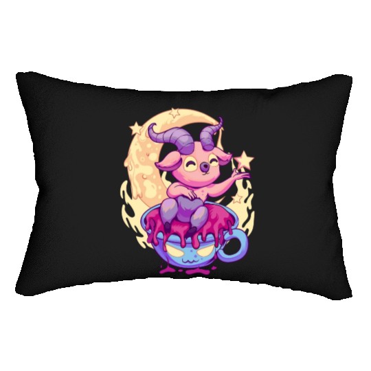 Pastel Goth Kawaii Baphomet Tea Lumbar Pillows