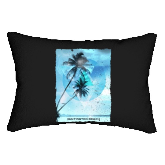 Artistic Huntington Beach California Palm Tree Lumbar Pillows
