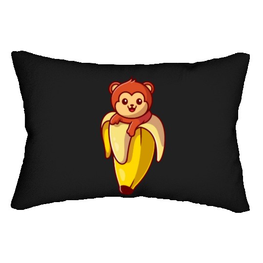 Cute Monkey Banana Cartoon Lumbar Pillows