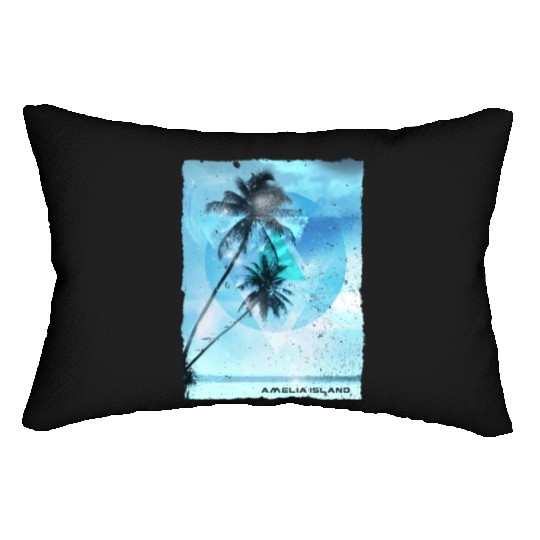 Artistic Amelia Island Florida Palm Tree Vacation Lumbar Pillows