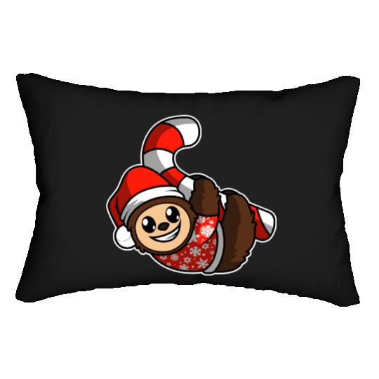 Merry Christmas Sloth Candy Cane Lumbar Pillows