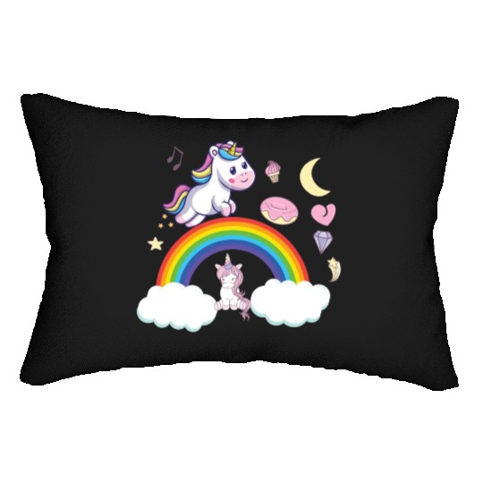 unicorn rainbow Lumbar Pillows