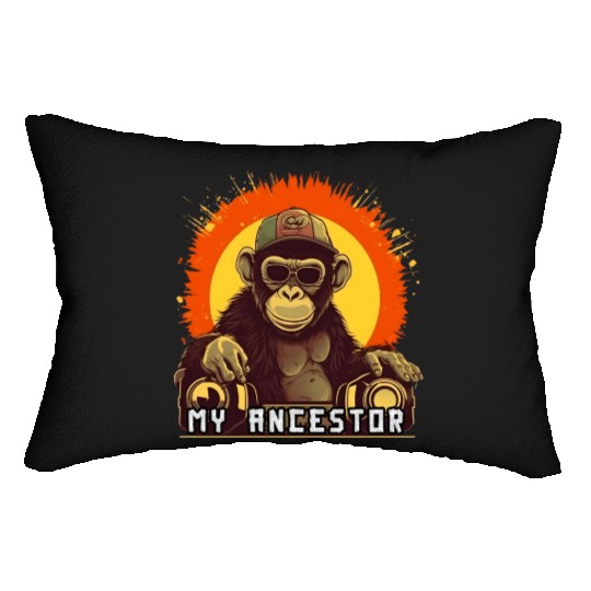 My Ancestor Monkey Cool DJ Ape Lumbar Pillows