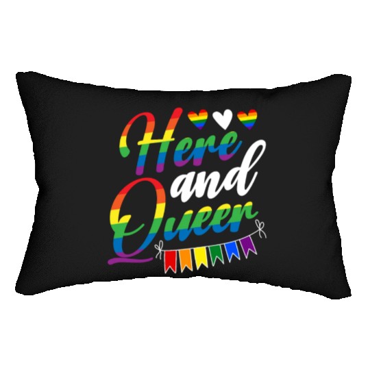 Here And Queer LGBTQ Community Rainbow Pride Month Lumbar Pillows