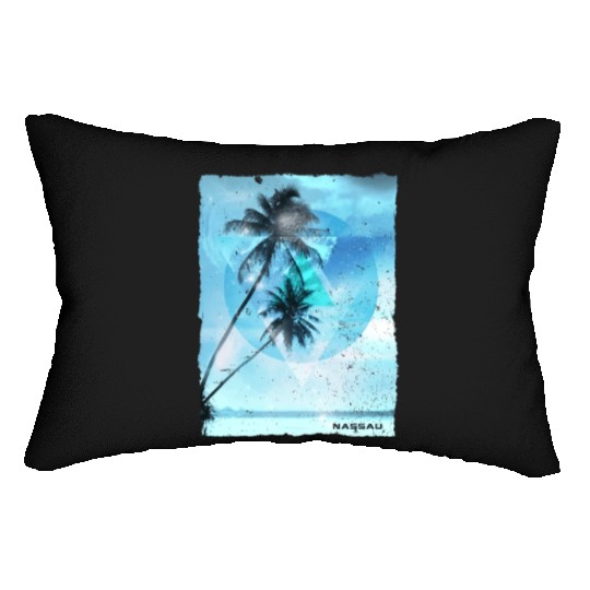 Artistic Nassau Bahamas Palm Tree Vacation Lumbar Pillows