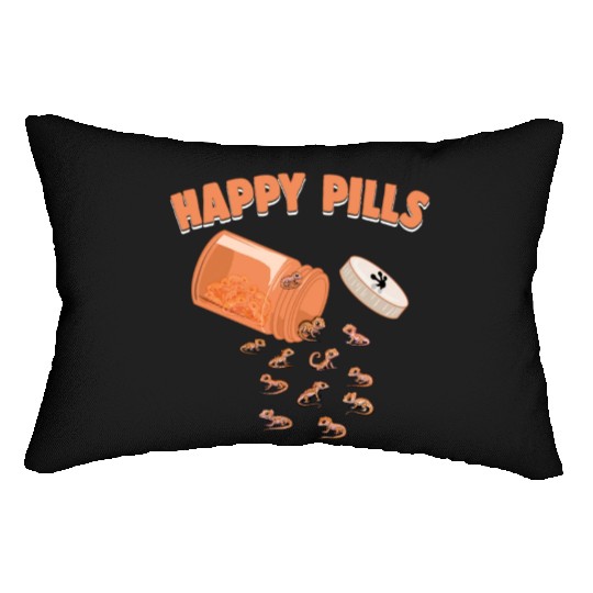 Happy Pills Crested Gecko Funny Lizard Lovers Lumbar Pillows