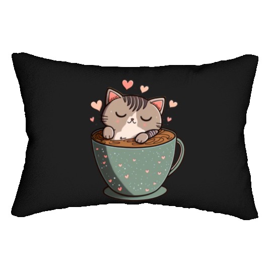 Caffeine Kitties A Sweet Valentines Day Gift Lumbar Pillows