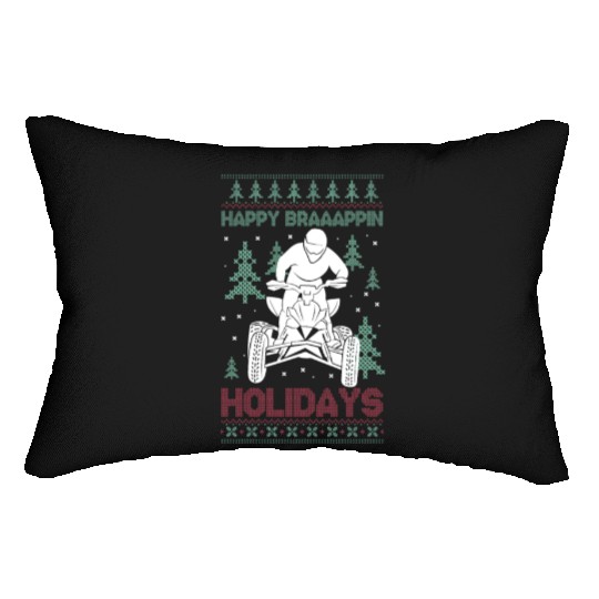 Happy Braaappin Holidays ATV Rider Christmas Lumbar Pillows