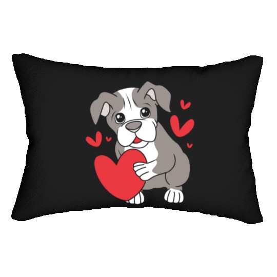 Cute Heart Puppy Boston Terrier Dog Lumbar Pillows