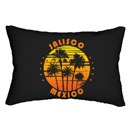 Retro Jalisco Mexico Souvenir Vintage Palm Tree Lumbar Pillows