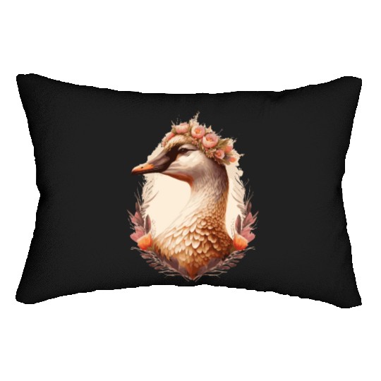 Flower Crown Goose Floral Farm Animal Pet Lumbar Pillows