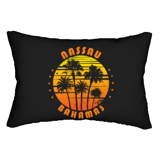 Retro Nassau Bahamas Souvenir Vintage Palm Tree Lumbar Pillows