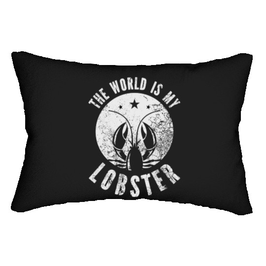 The World Is My Lobster Funny Vintage Graphic Lumbar Pillows