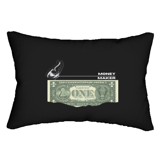 Black Vintage Money Lumbar Pillows