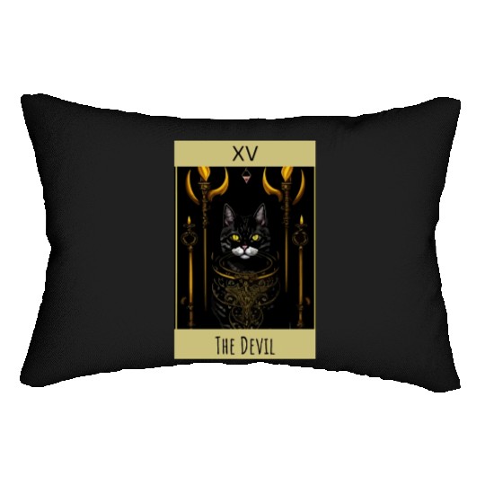 Tarot card the devil cat - readings and astrology Lumbar Pillows